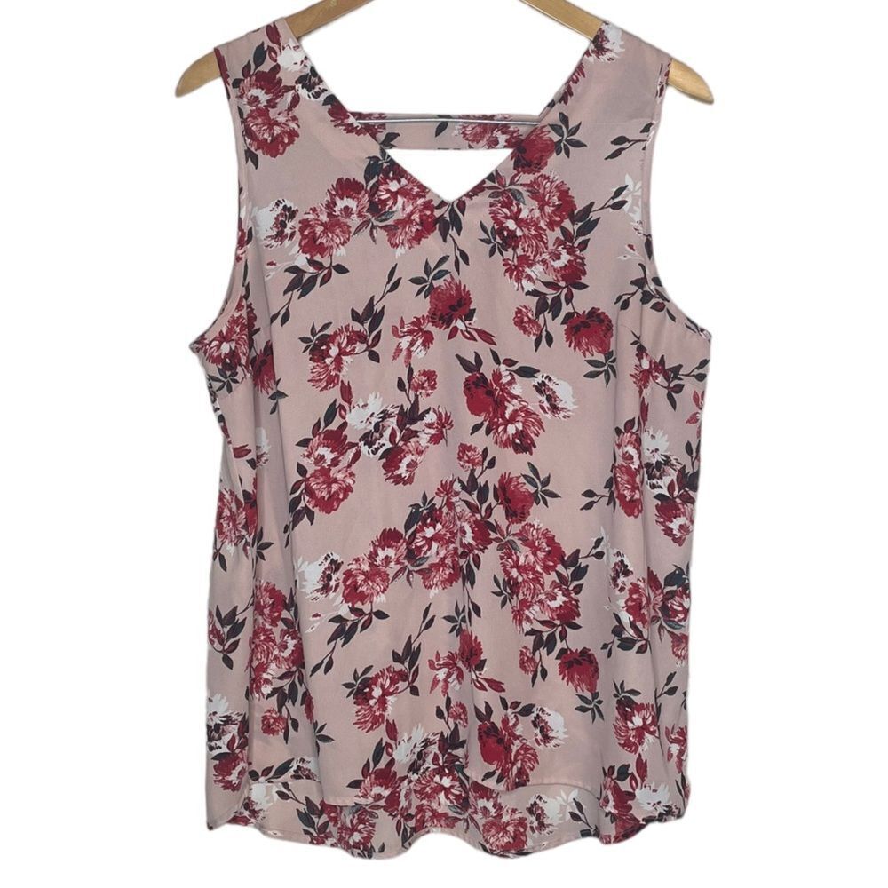 Maurices Pink Floral SleevelessTop size Large